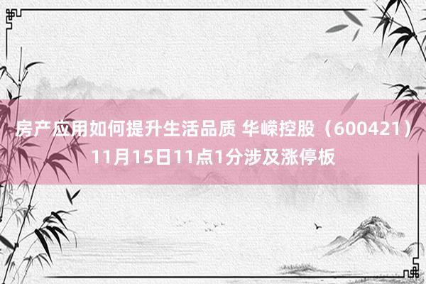 房产应用如何提升生活品质 华嵘控股（600421）11月15日11点1分涉及涨停板