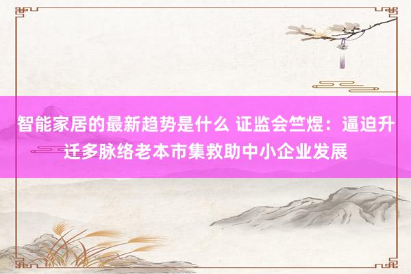 智能家居的最新趋势是什么 证监会竺煜：逼迫升迁多脉络老本市集救助中小企业发展