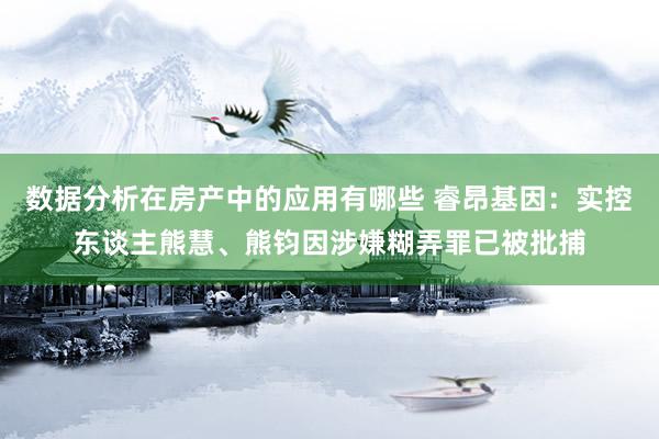 数据分析在房产中的应用有哪些 睿昂基因：实控东谈主熊慧、熊钧因涉嫌糊弄罪已被批捕