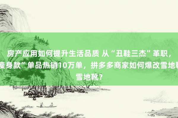 房产应用如何提升生活品质 从“丑鞋三杰”革职，“瘦身款”单品热销10万单，拼多多商家如何爆改雪地靴？