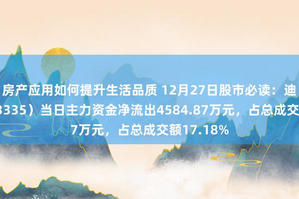 房产应用如何提升生活品质 12月27日股市必读：迪生力（603335）当日主力资金净流出4584.87万元，占总成交额17.18%