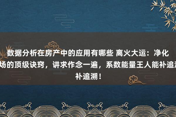 数据分析在房产中的应用有哪些 离火大运：净化磁场的顶级诀窍，讲求作念一遍，系数能量王人能补追溯！