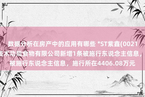 数据分析在房产中的应用有哪些 *ST紫鑫(002118)控股的吉林紫鑫高技术功能食物有限公司新增1条被施行东说念主信息，施行所在4406.08万元