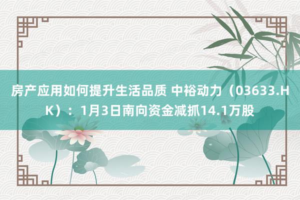 房产应用如何提升生活品质 中裕动力（03633.HK）：1月3日南向资金减抓14.1万股