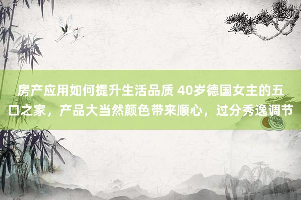 房产应用如何提升生活品质 40岁德国女主的五口之家，产品大当然颜色带来顺心，过分秀逸调节