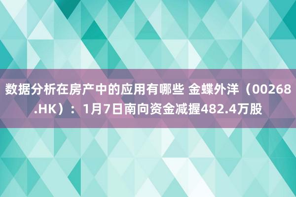 数据分析在房产中的应用有哪些 金蝶外洋（00268.HK）：1月7日南向资金减握482.4万股