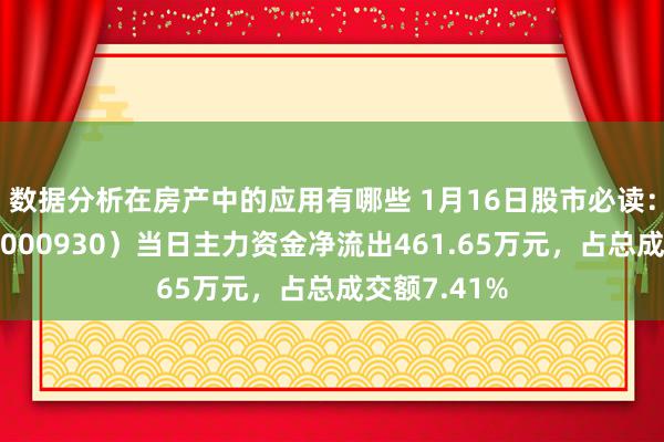 数据分析在房产中的应用有哪些 1月16日股市必读：中粮科技（000930）当日主力资金净流出461.65万元，占总成