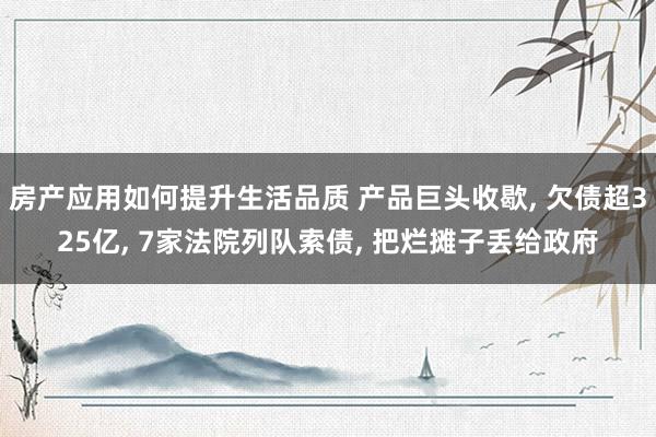 房产应用如何提升生活品质 产品巨头收歇, 欠债超325亿, 7家法院列队索债, 把烂摊子丢给政府