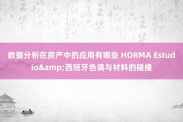 数据分析在房产中的应用有哪些 HORMA Estudio&西班牙色调与材料的碰撞