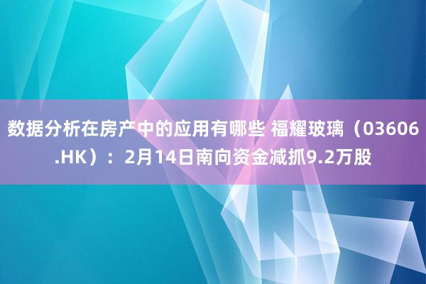 数据分析在房产中的应用有哪些 福耀玻璃（03606.HK）：2月14日南向资金减抓9.2万股