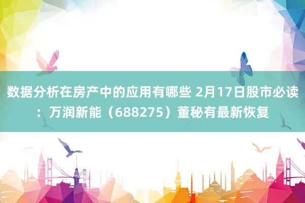 数据分析在房产中的应用有哪些 2月17日股市必读：万润新能（688275）董秘有最新恢复