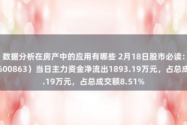 数据分析在房产中的应用有哪些 2月18日股市必读：内蒙华电（600863）当日主力资金净流出1893.19万元，占总成交额8.51%