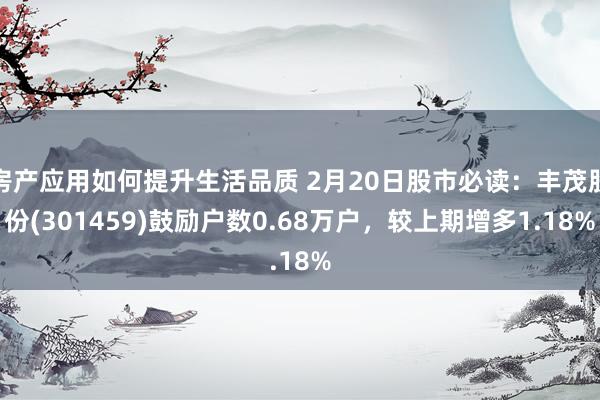 房产应用如何提升生活品质 2月20日股市必读：丰茂股份(301459)鼓励户数0.68万户，较上期增多1.18%