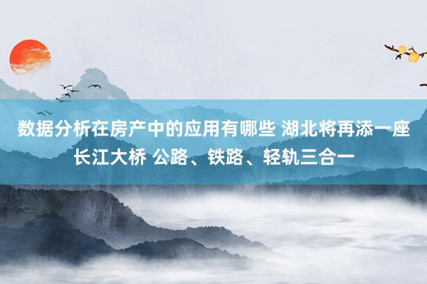 数据分析在房产中的应用有哪些 湖北将再添一座长江大桥 公路、铁路、轻轨三合一