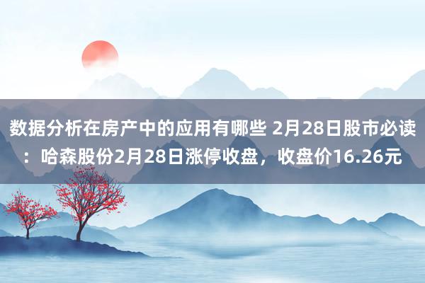 数据分析在房产中的应用有哪些 2月28日股市必读：哈森股份2月28日涨停收盘，收盘价16.26元